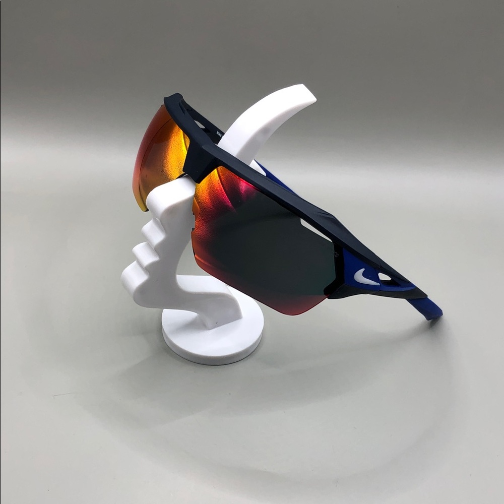Nike Hyperforce R Wrap Sunglasses EV1029 441 Black Blue Flame Lens FLAW READ